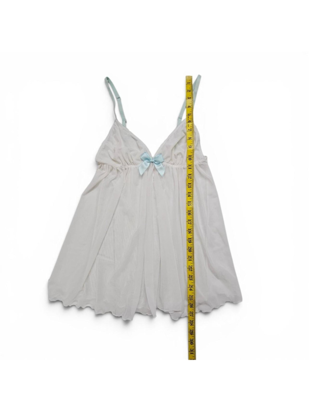 Gilligan & OMalley 90s White Babydoll Slip Dress In White and Light Blue Sz Med - Picture 7 of 7